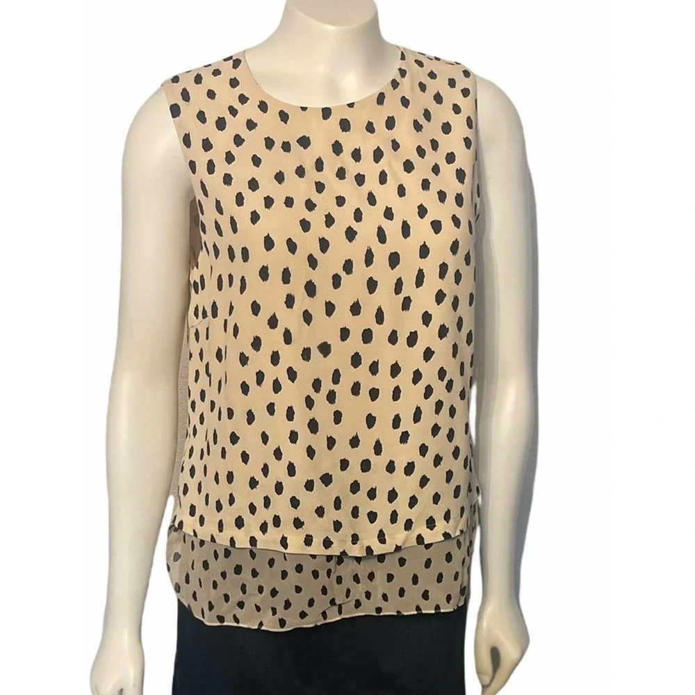 kate spade peach‎ dalmatian tank S, polka dots, preppy